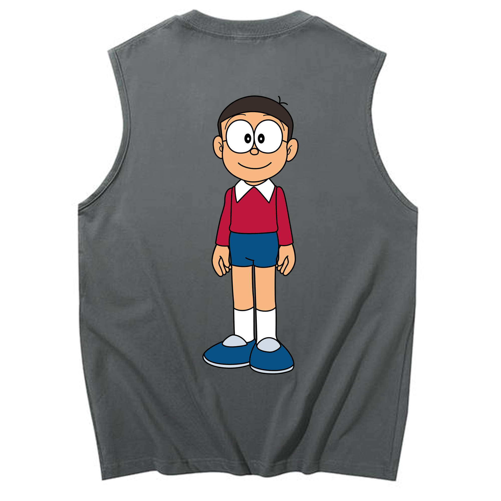 （画像用） ドラえもん 野比 のび太 Doraemon Nobita Nobi コットン100％タンクトップ（背面プリント）